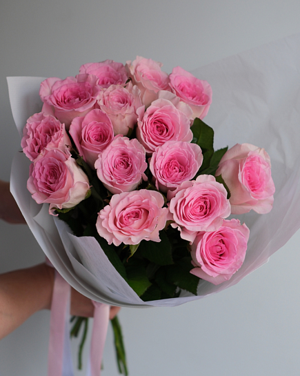 Букет из 15 нежно-розовых роз with delivery to Almaty