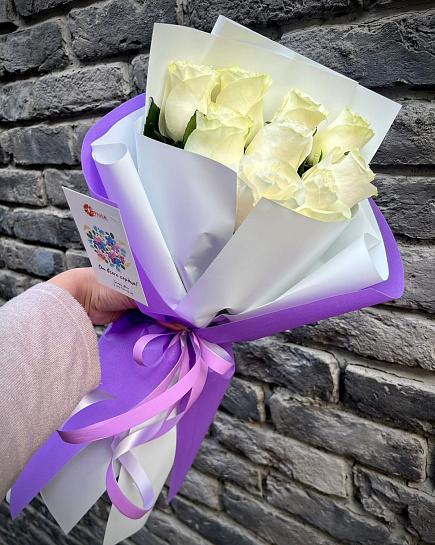 Букет из 9 белых Голландских роз with delivery to Almaty