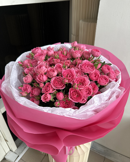 Розовое облако из кустовых роз with delivery to Астане
