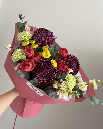 Букет из роз, хризантем, гвоздик и маттиолы with delivery to Astana