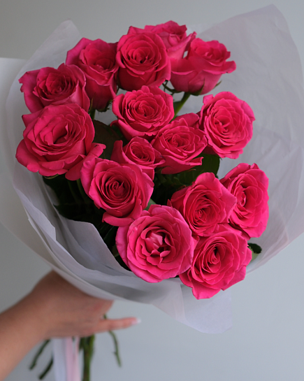 Букет из 15 малиновых роз with delivery to Almaty