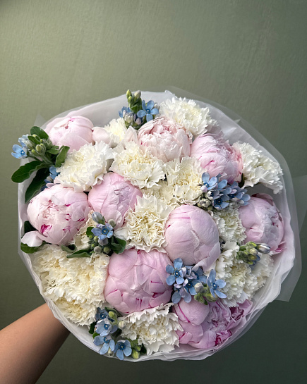 Пионовое облако с акцентами васильков with delivery to Astana