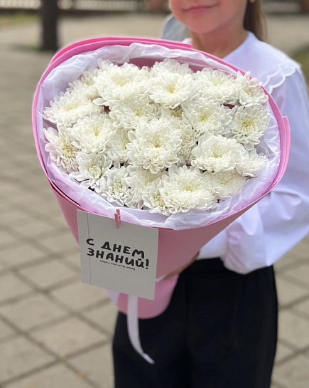 Большой белый букет из хризантем with delivery to Pavlodar